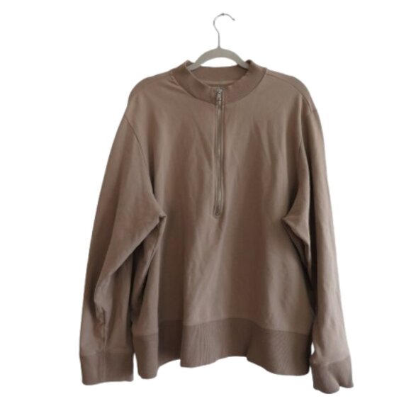 UNIVERSAL STANDARD Zoe Half Zip Pima Cotton Sweatshirt Quiet Luxury Casual Plus - Picture 1 of 13